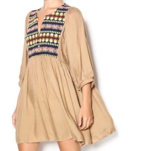 Umgee Babydoll Bibbed Tribal Boho Tunic Dress Top